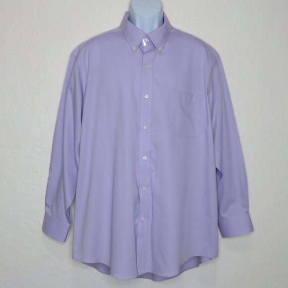 Buttoned Down* Men's Long Sleeve Buttoned Down Curved Hem Dress Shirt~18"/34" - Picture 1 of 10